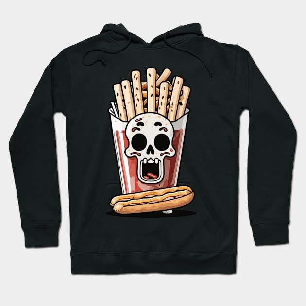 Fries, skull, and hotdog Hoodie by DeathAnarchy